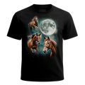 MagicMoon Three Horse Moon - Funny Animal Shirt, White Elephant Gift, Novelty T-Shirt