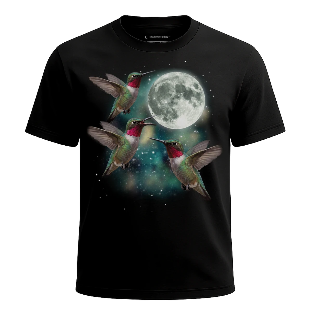 MagicMoon Three Hummingbird Moon - Funny Animal Shirt, White Elephant Gift, Novelty T-Shirt