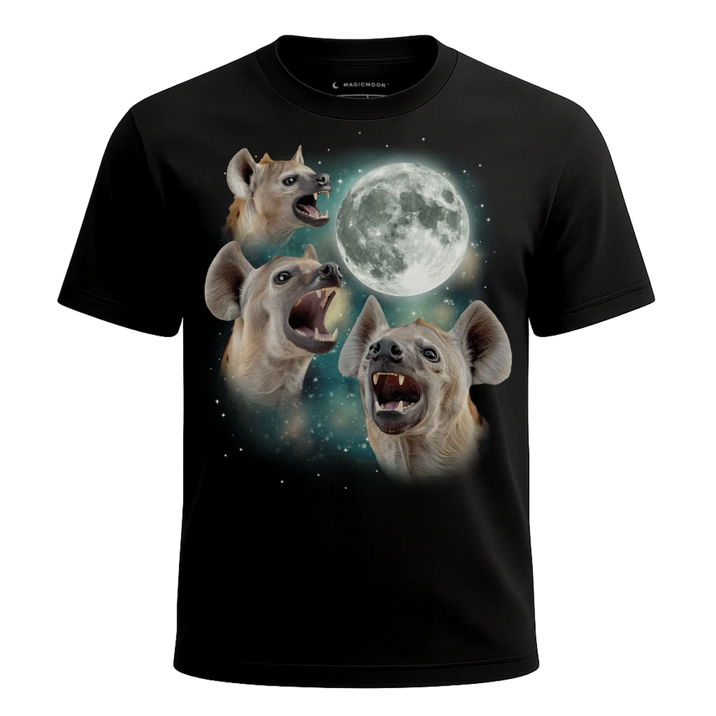 MagicMoon Three Hyena Moon - Funny Animal Shirt, White Elephant Gift, Novelty T-Shirt