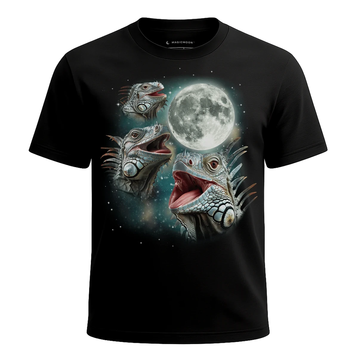 MagicMoon Three Iguana Moon - Funny Animal Shirt, White Elephant Gift, Novelty T-Shirt