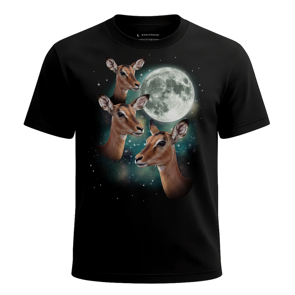 MagicMoon Three Impala Moon - Funny Animal Shirt, White Elephant Gift, Novelty T-Shirt