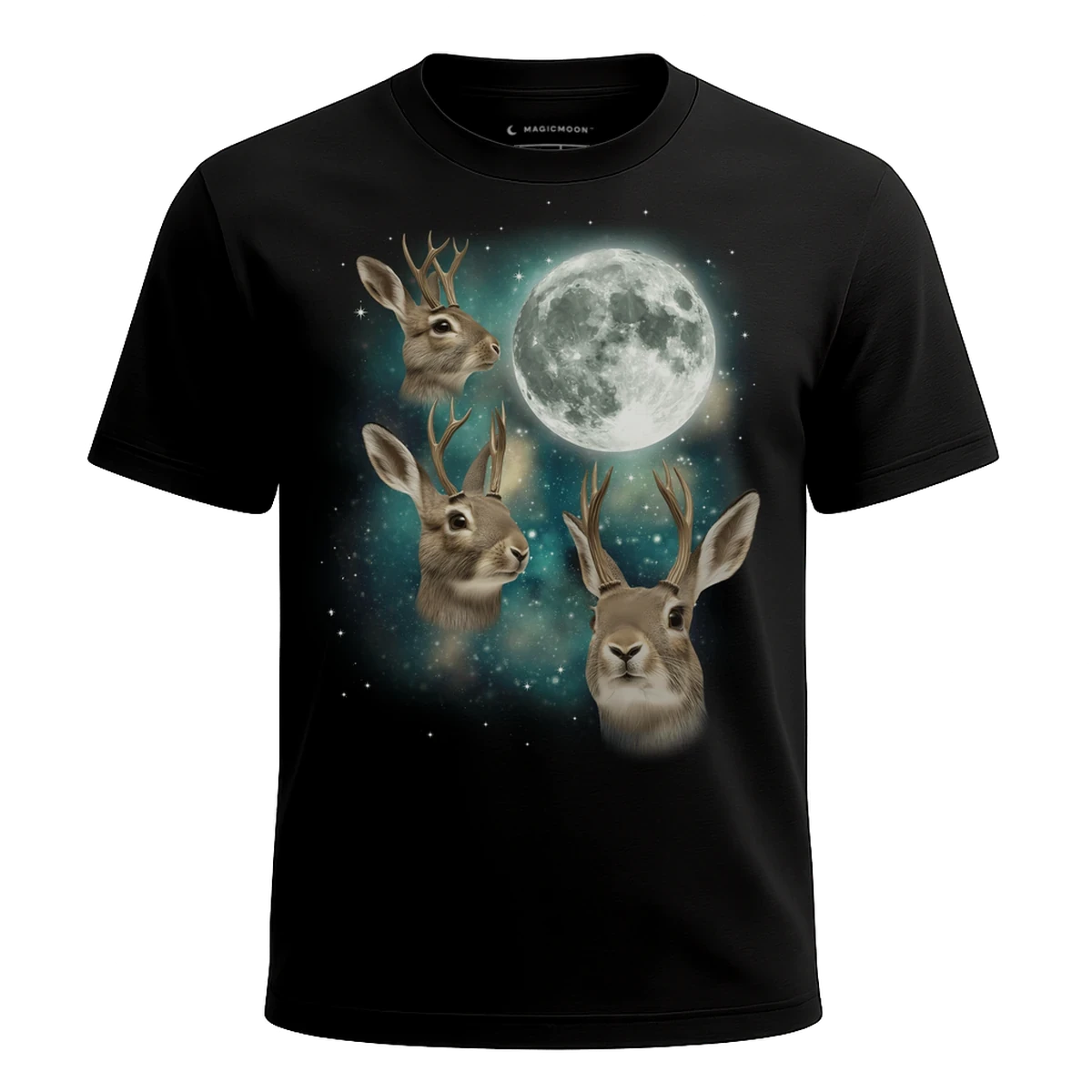 MagicMoon Three Jackalope Moon - Funny Novelty Shirt, White Elephant Gift, Novelty T-Shirt