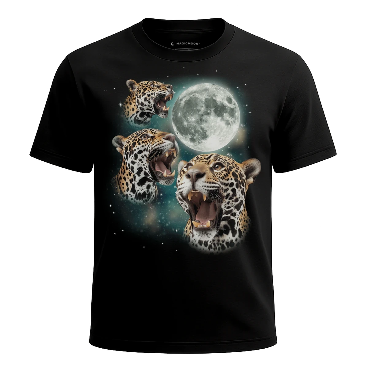 MagicMoon Three Jaguar Moon - Funny Animal Shirt, White Elephant Gift, Novelty T-Shirt