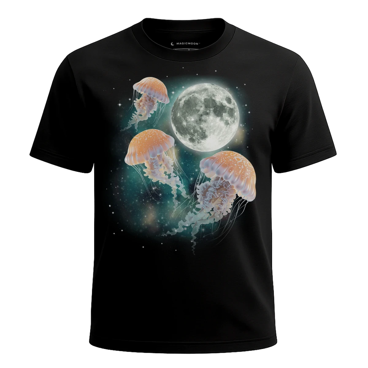 MagicMoon Three Jellyfish Moon - Funny Animal Shirt, White Elephant Gift, Novelty T-Shirt