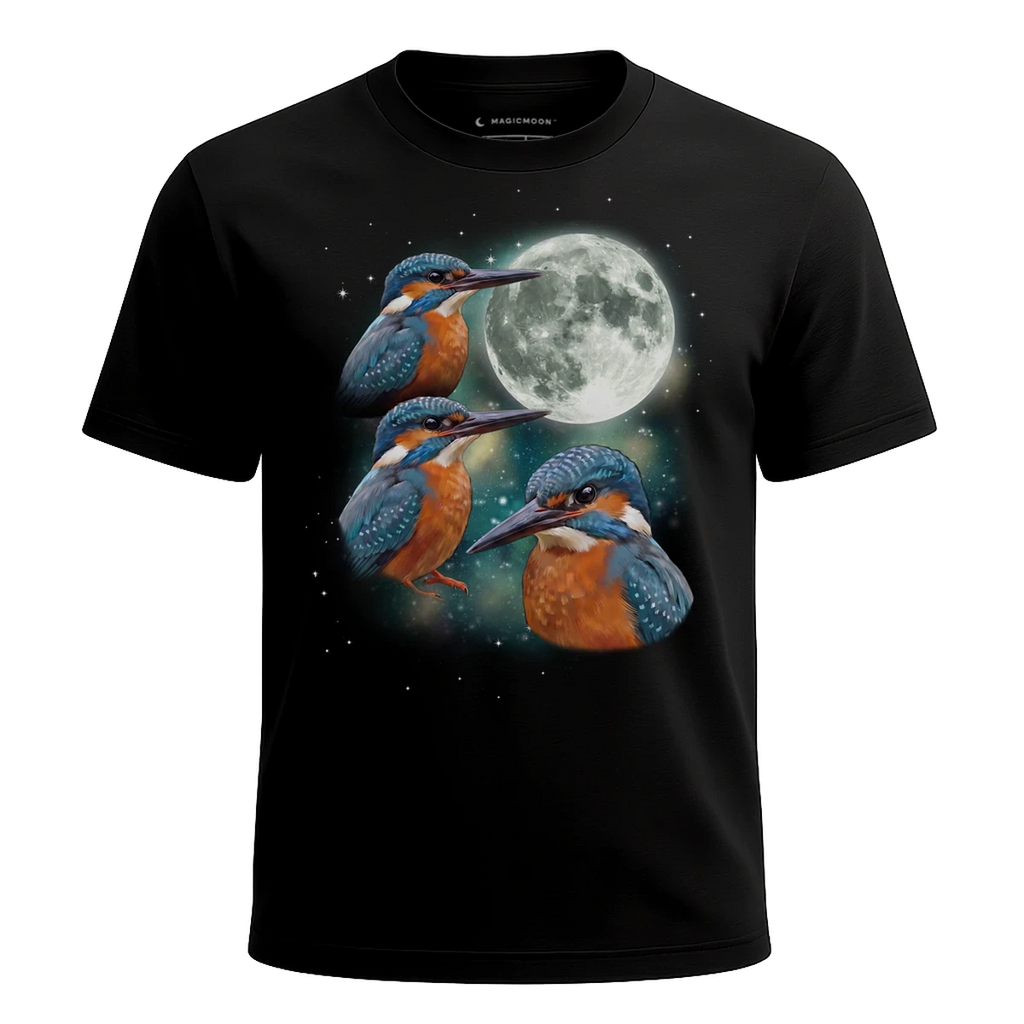 MagicMoon Three Kingfisher Moon - Funny Animal Shirt, White Elephant Gift, Novelty T-Shirt
