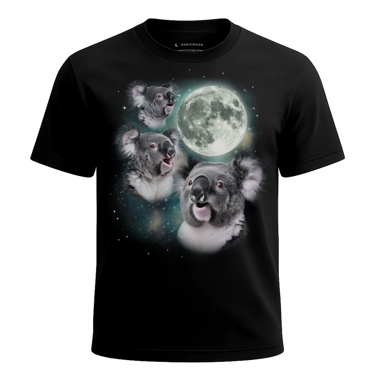 MagicMoon Three Koala Moon - Funny Animal Shirt, White Elephant Gift, Novelty T-Shirt