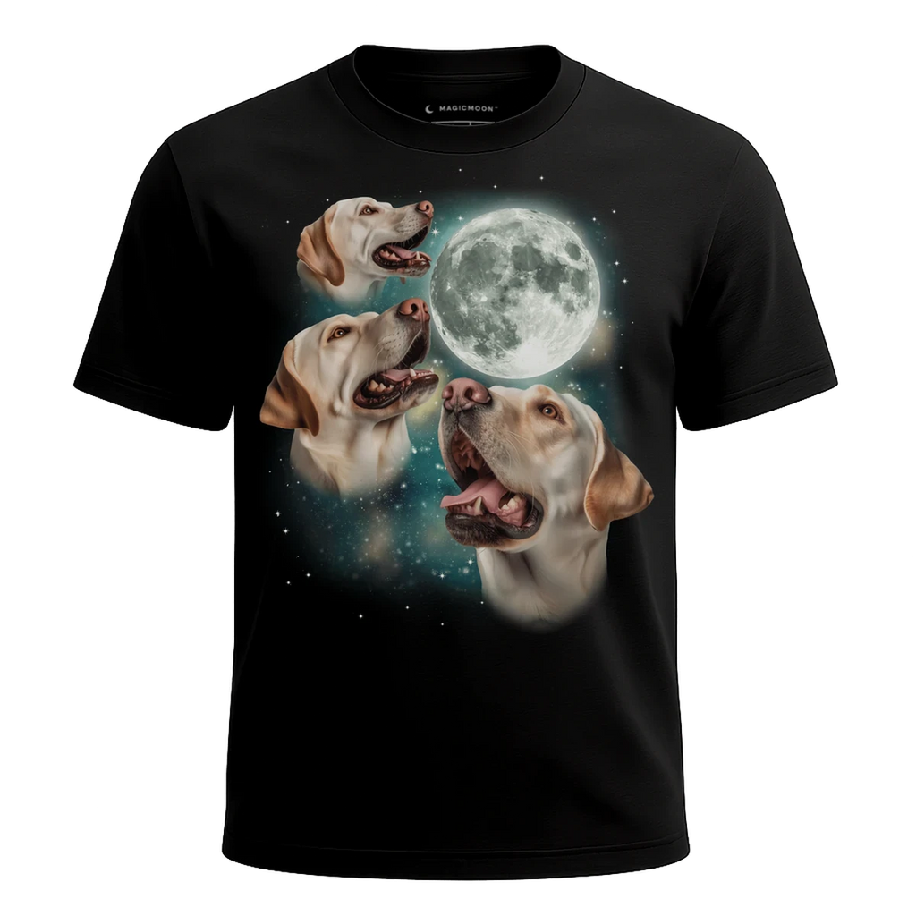 MagicMoon Three Labrador Retriever White Moon - Funny Animal Shirt, White Elephant Gift, Novelty T-Shirt