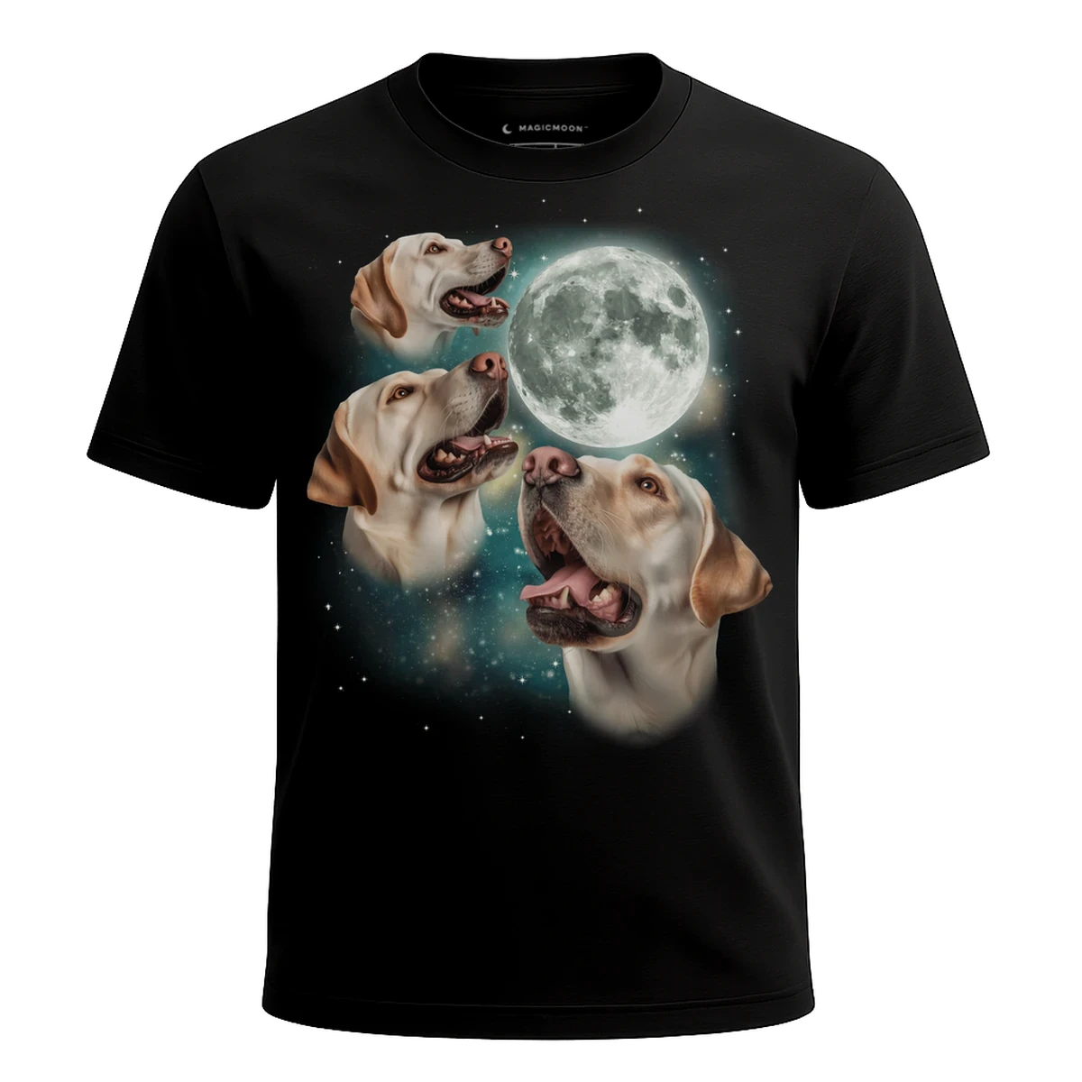 MagicMoon Three Labrador Retriever White Moon - Funny Animal Shirt, White Elephant Gift, Novelty T-Shirt
