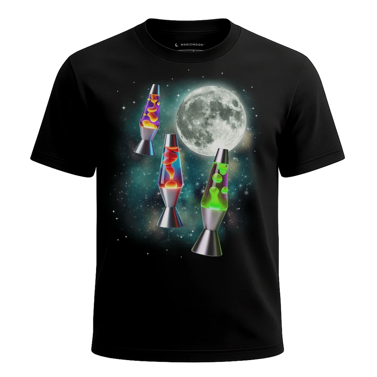 MagicMoon Three Lava Lamps Moon - Funny Novelty Shirt, White Elephant Gift, Novelty T-Shirt