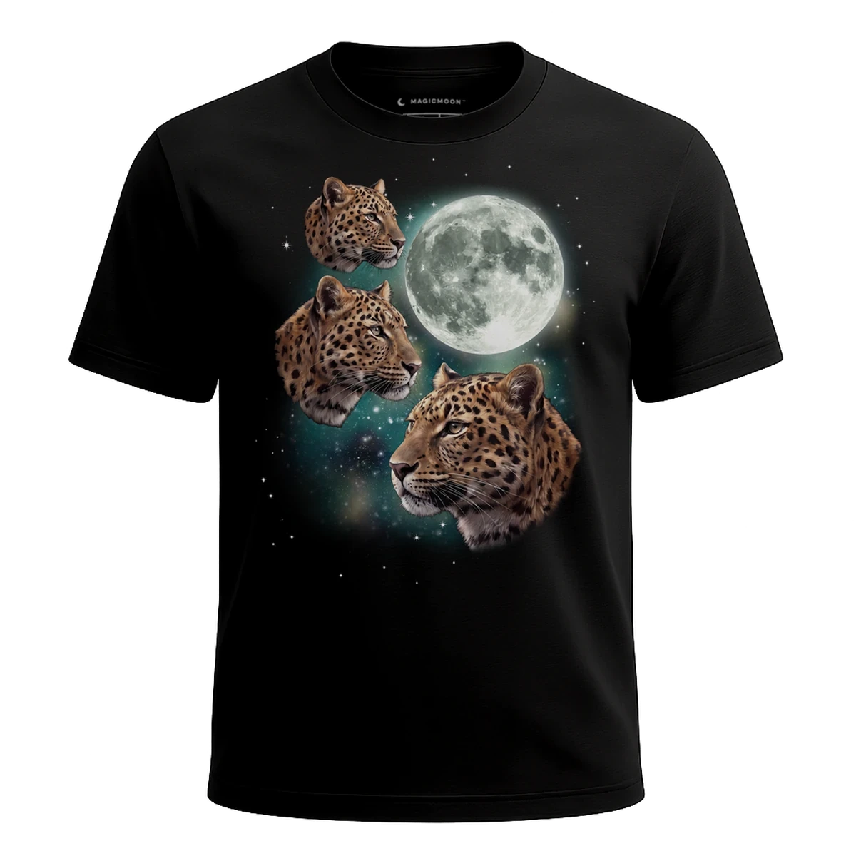 MagicMoon Three Leopard Moon - Funny Animal Shirt, White Elephant Gift, Novelty T-Shirt