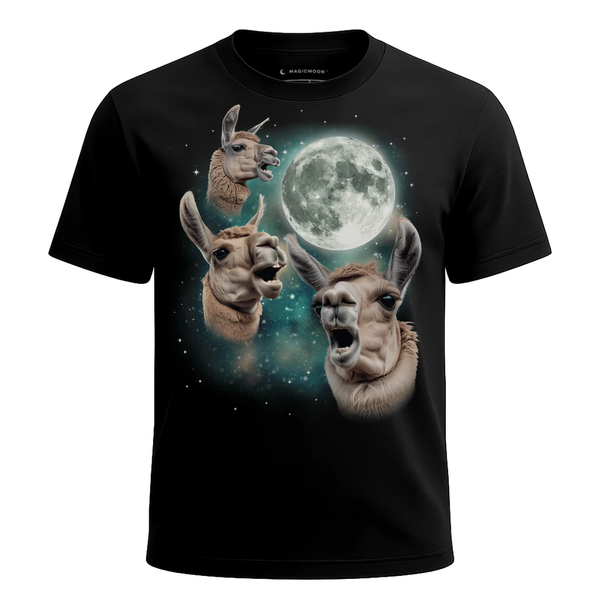 MagicMoon Three Llama Moon - Funny Animal Shirt, White Elephant Gift, Novelty T-Shirt