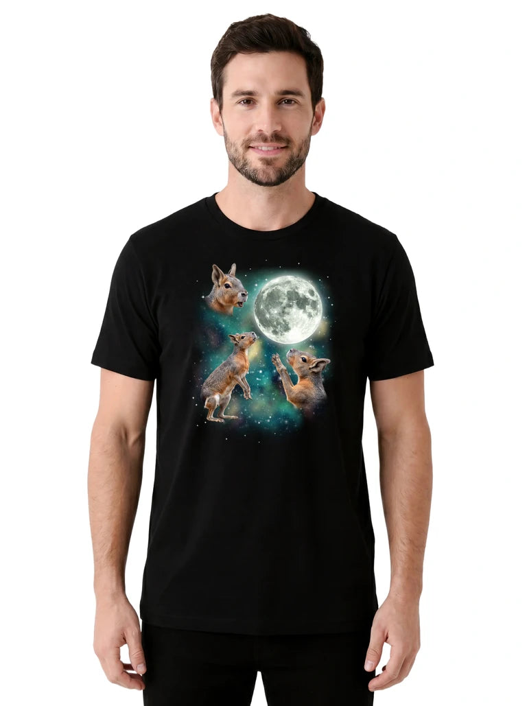 MagicMoon Three Mara Moon on model front view, Funny Animal Shirt, White Elephant Gift