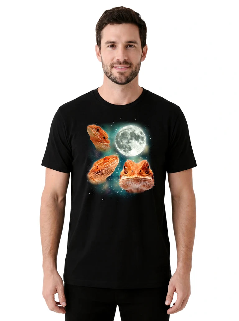 MagicMoon Three Bearded Dragon Moon on model front view, Funny Animal Shirt, White Elephant Gift
