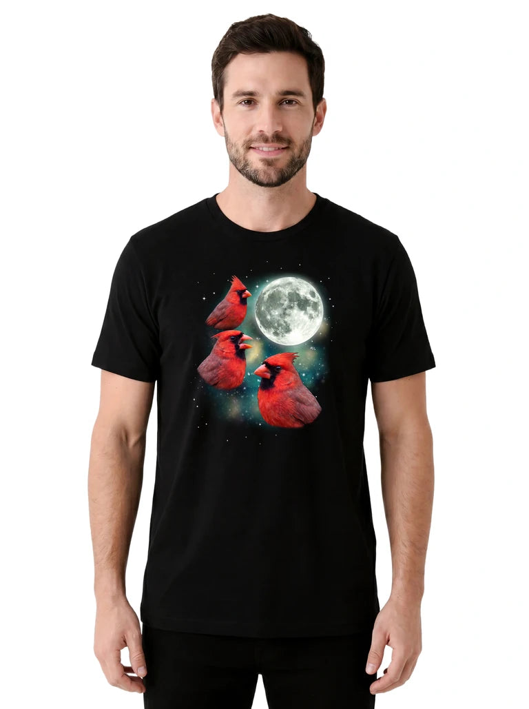 MagicMoon Three Cardinal Moon on model front view, Funny Animal Shirt, White Elephant Gift
