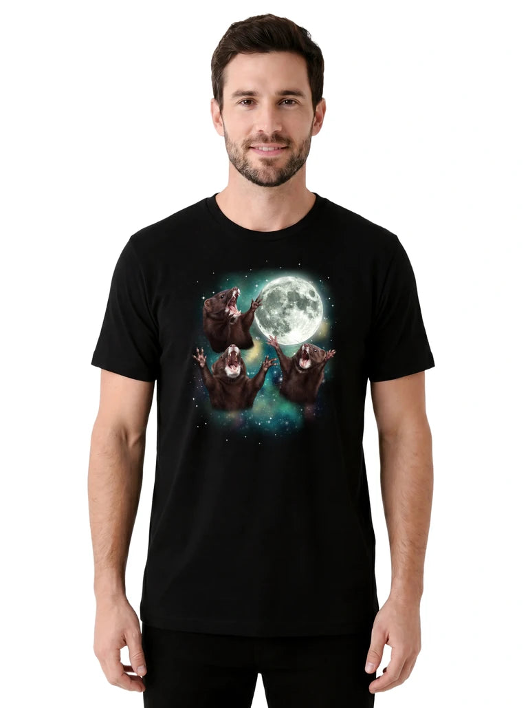 MagicMoon Three Mink Moon on model front view, Funny Animal Shirt, White Elephant Gift