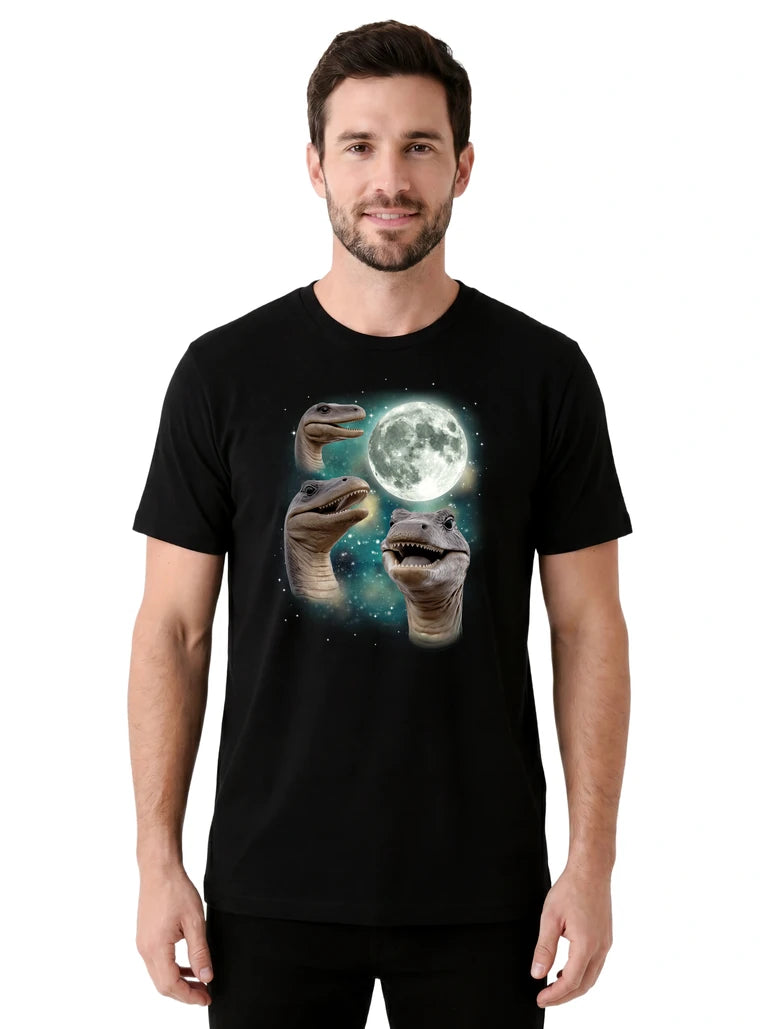 MagicMoon Three Loch Ness Monster Moon on model front view, Funny Novelty Shirt, White Elephant Gift
