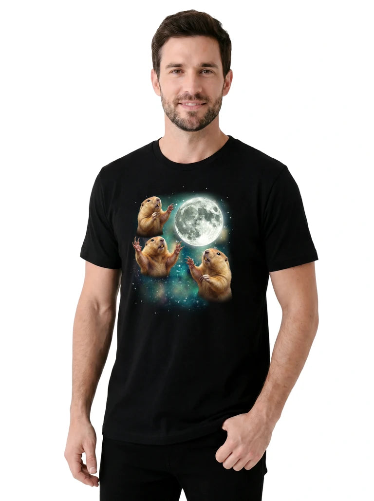 MagicMoon Three Gopher Moon on model, casual lifestyle shot, Funny Animal Shirt