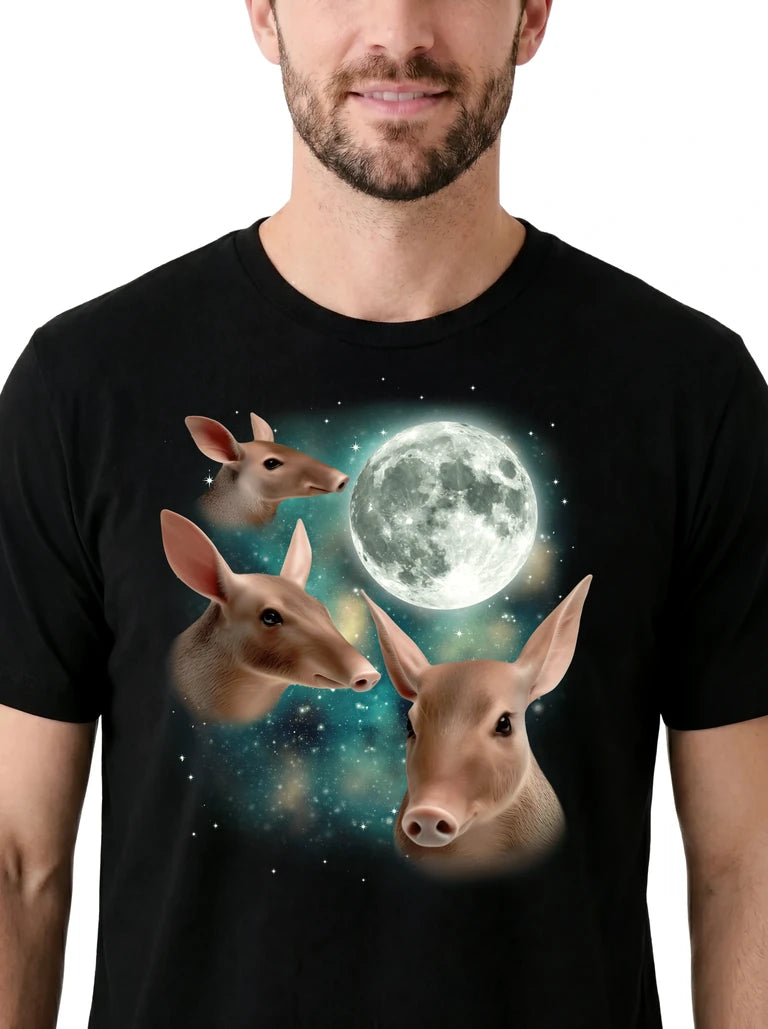 MagicMoon Three Aardvark Moon - Funny Animal Shirt, White Elephant Gift, Novelty T-Shirt