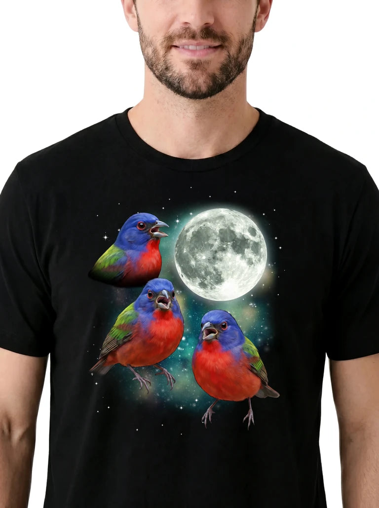 MagicMoon Three Bunting Moon on model, design detail view, Funny Animal Shirt