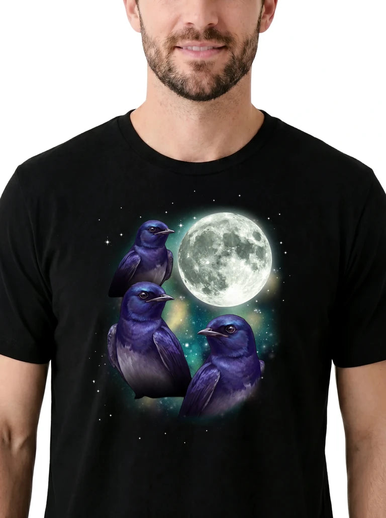 MagicMoon Three Martin Moon on model, design detail view, Funny Animal Shirt