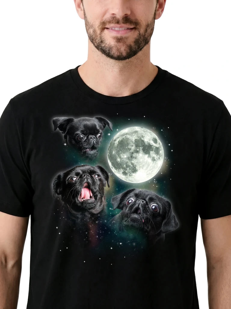 MagicMoon Three Brabancon Moon - Funny Animal Shirt, White Elephant Gift, Novelty T-Shirt