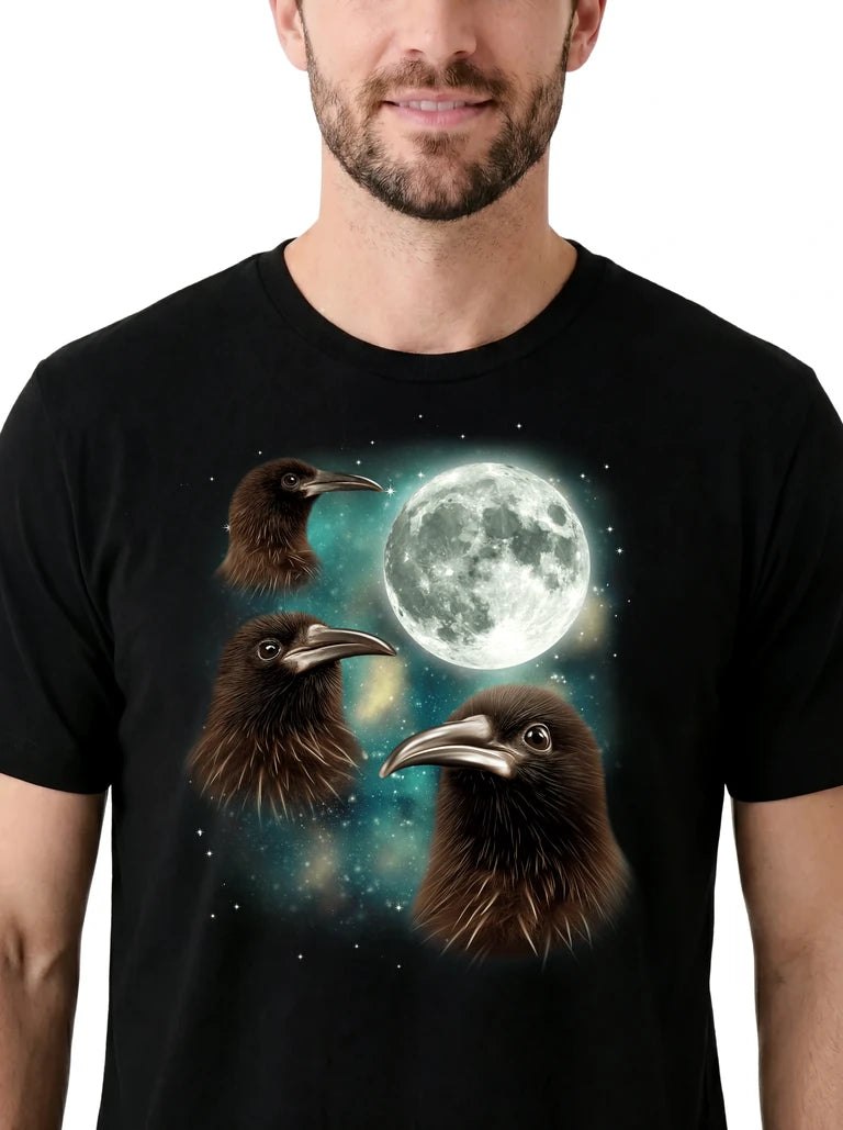 MagicMoon Three Kiwi Moon on model, design detail view, Funny Animal Shirt