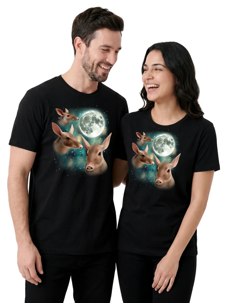 MagicMoon Three Aardvark Moon - Funny Animal Shirt, White Elephant Gift, Novelty T-Shirt