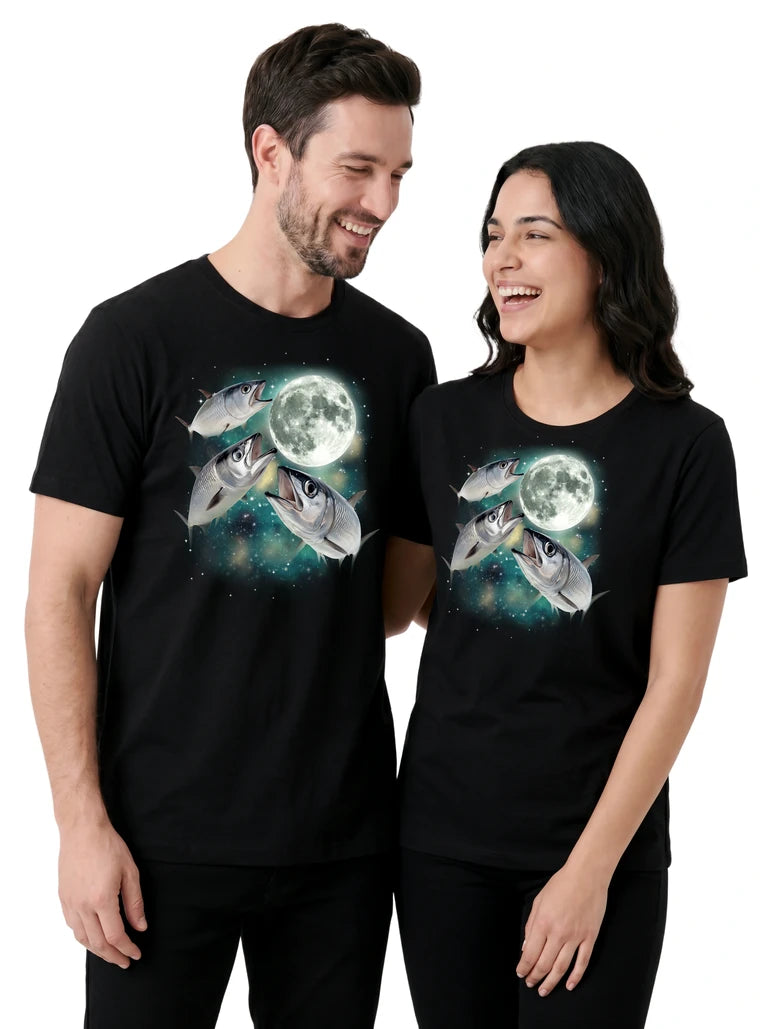MagicMoon Three Herring Moon on couple wearing matching Funny Animal Shirt