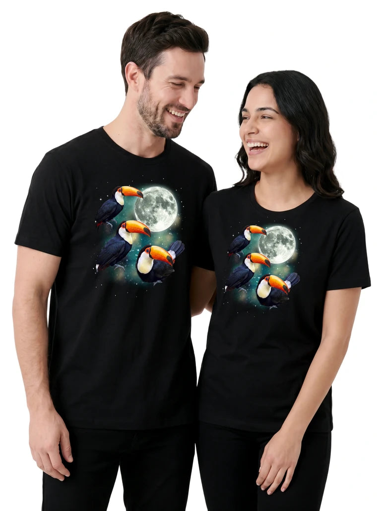 MagicMoon Three Toucan Moon on couple wearing matching Funny Animal Shirt