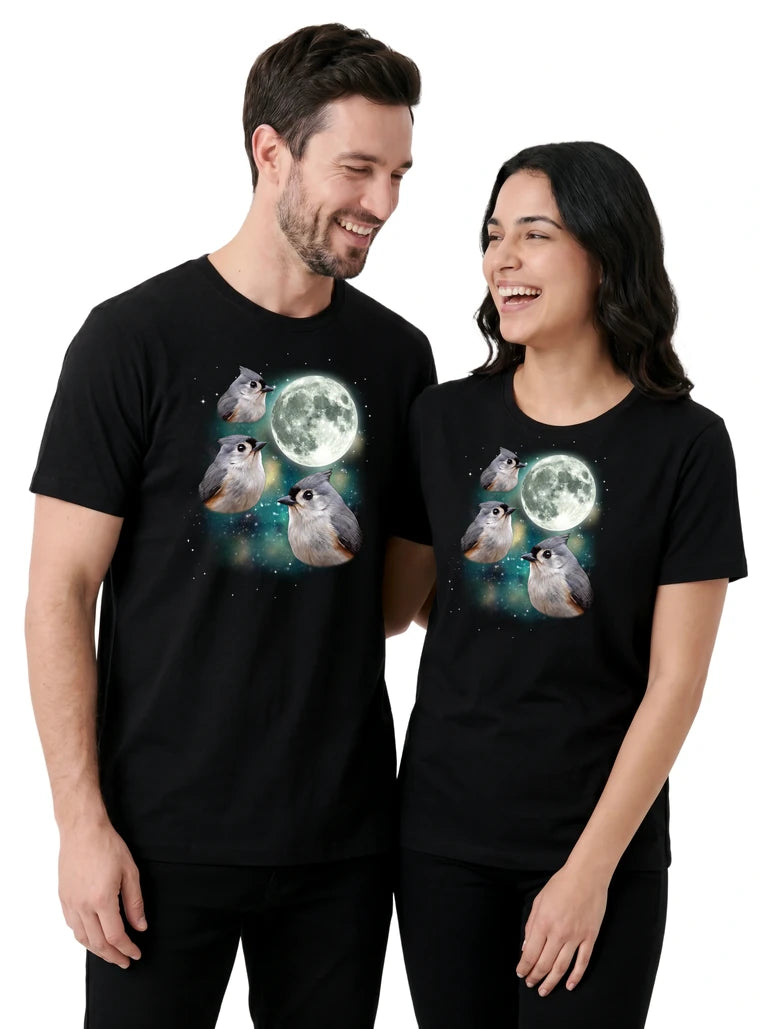 MagicMoon Three Titmouse Moon on couple wearing matching Funny Animal Shirt