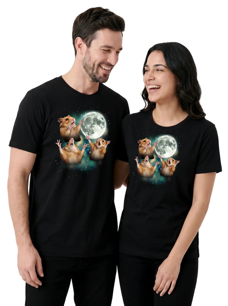 MagicMoon Three Hamster Moon on couple wearing matching Funny Animal Shirt