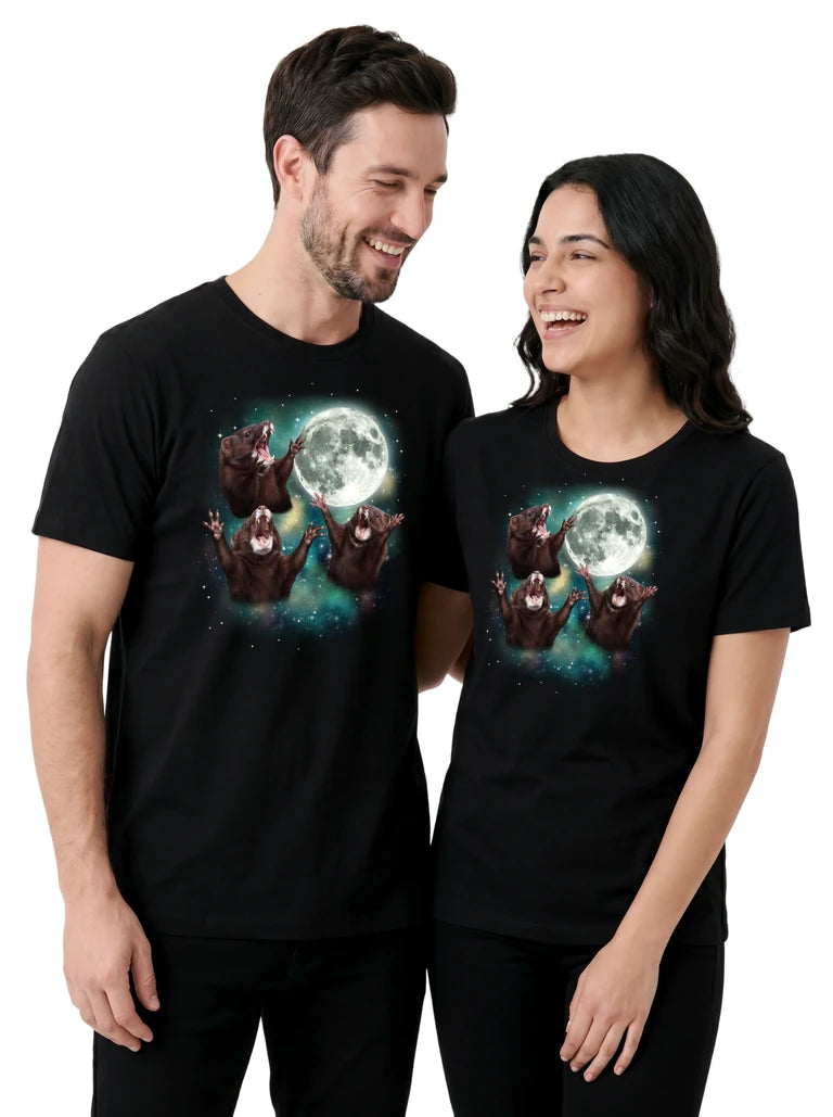 MagicMoon Three Mink Moon on couple wearing matching Funny Animal Shirt