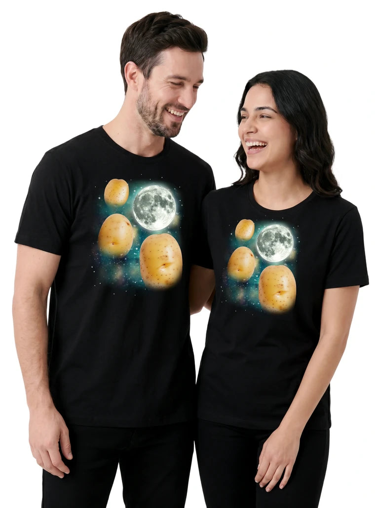 MagicMoon Three Potato Moon on couple wearing matching Funny Animal Shirt
