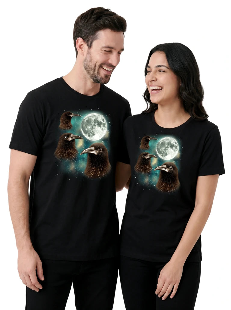 MagicMoon Three Kiwi Moon on couple wearing matching Funny Animal Shirt