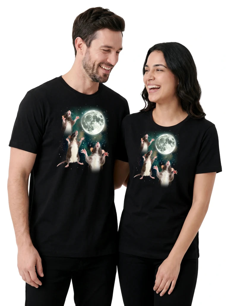 MagicMoon Three Rat Moon on couple wearing matching Funny Animal Shirt