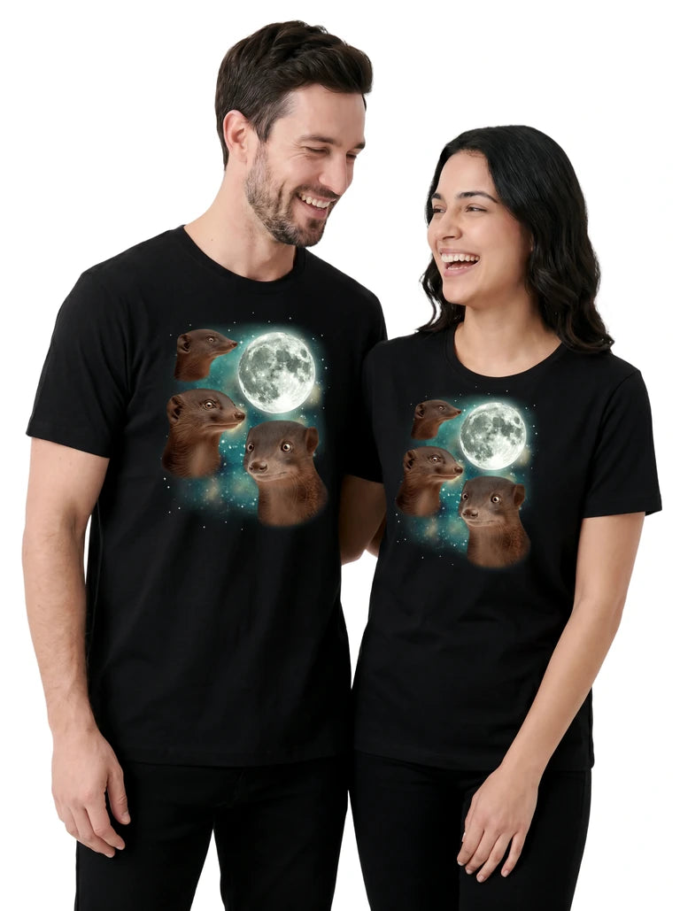 MagicMoon Three Mongoose Moon on couple wearing matching Funny Animal Shirt