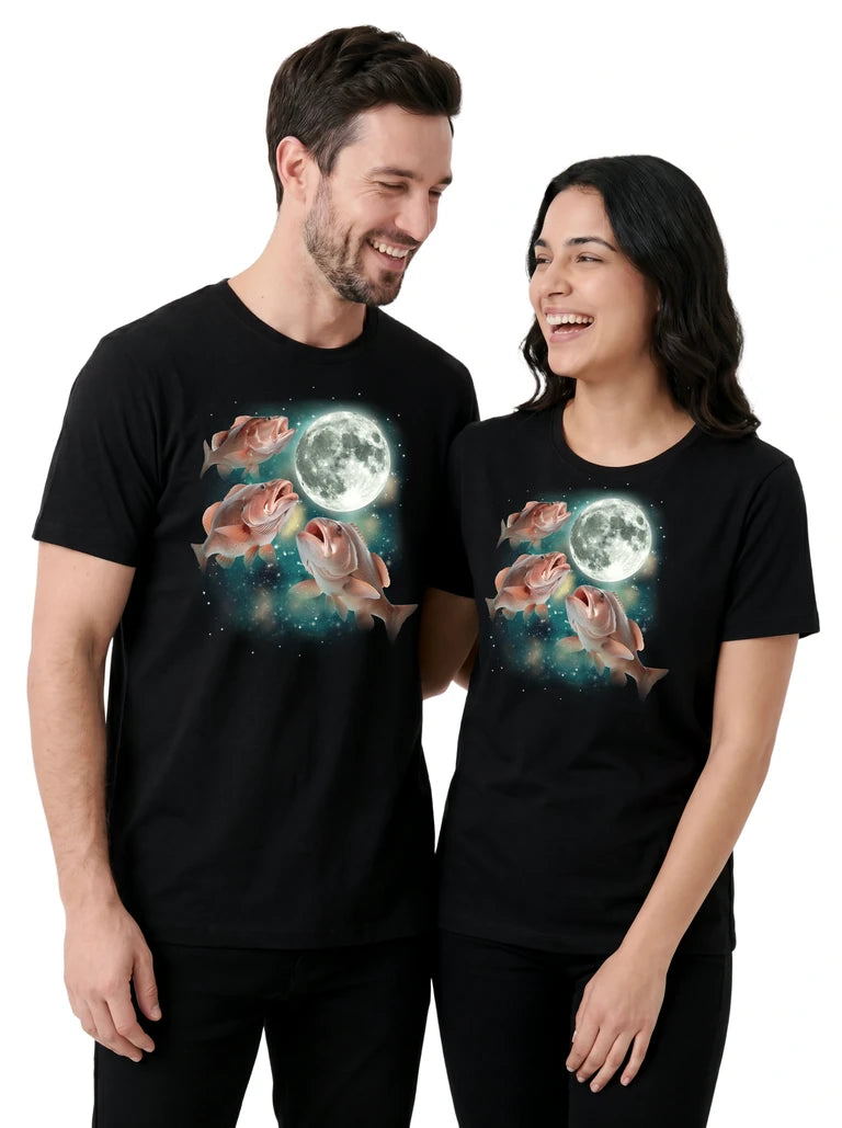 MagicMoon Three Grouper Moon on couple wearing matching Funny Animal Shirt