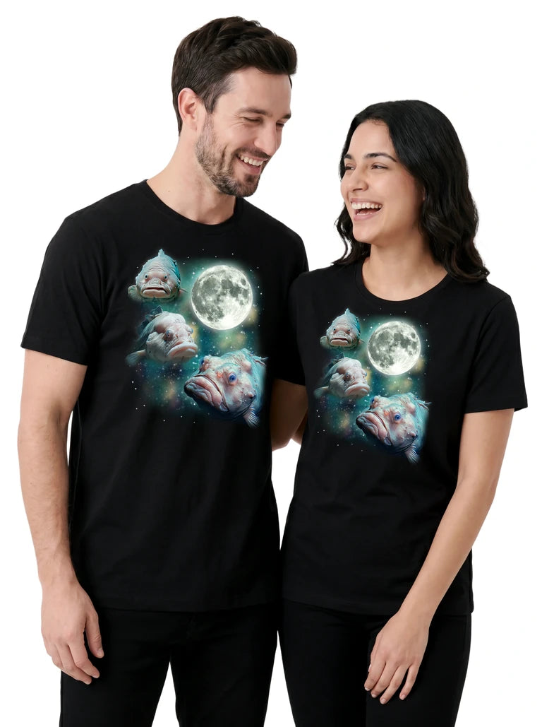MagicMoon Three Blobfish Moon on couple wearing matching Funny Animal Shirt