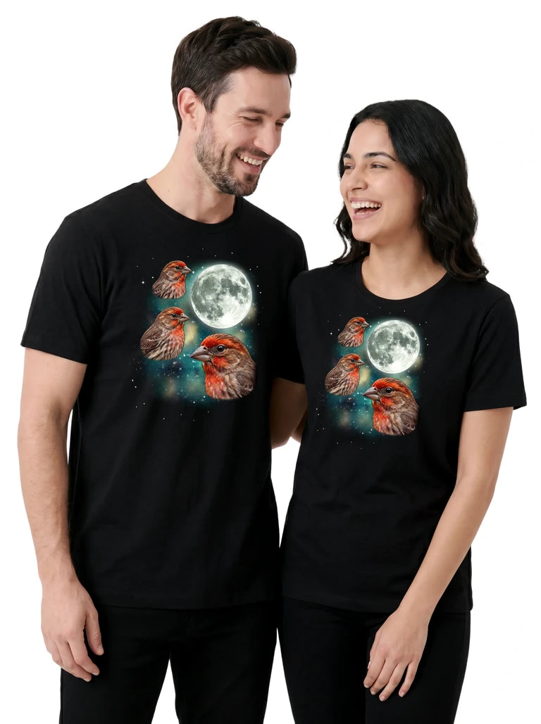 MagicMoon Three Finch Moon on couple wearing matching Funny Animal Shirt