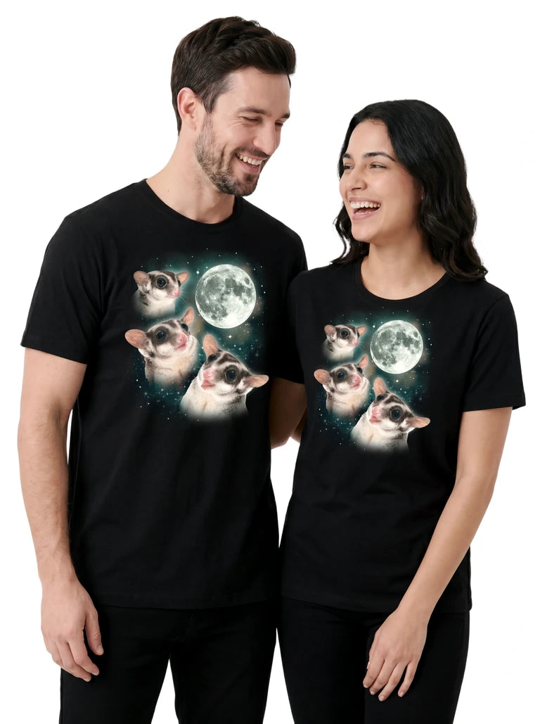 MagicMoon Three Sugar Glider Moon on couple wearing matching Funny Animal Shirt