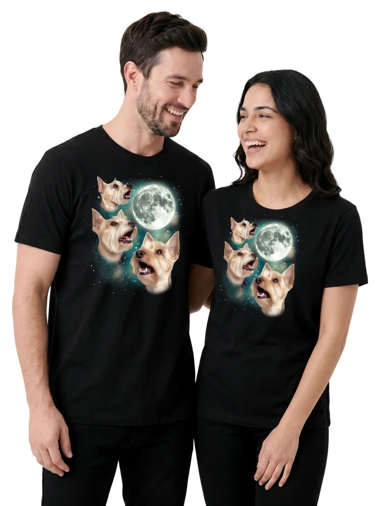 MagicMoon Three Scottie Moon on couple wearing matching Funny Animal Shirt