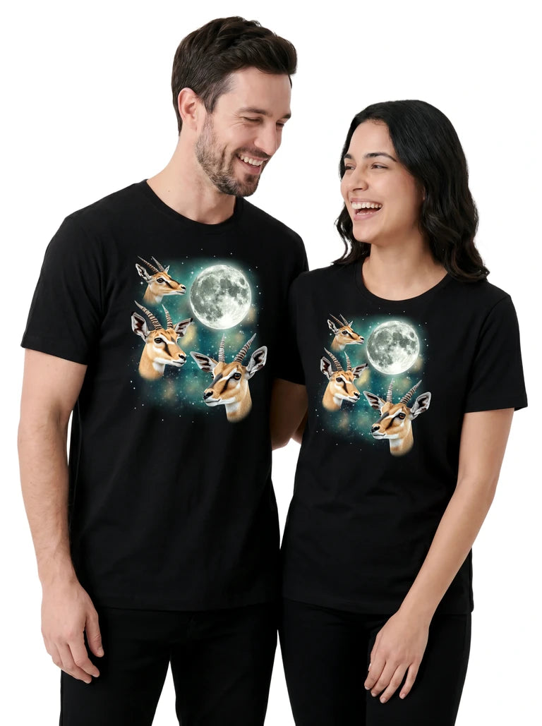 MagicMoon Three Gazelle Moon on couple wearing matching Funny Animal Shirt