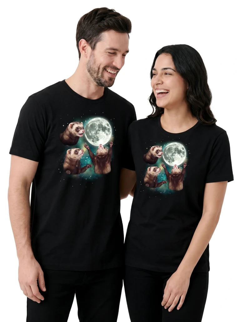 MagicMoon Three Ferret Moon on couple wearing matching Funny Animal Shirt