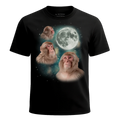 MagicMoon Three Macaque Moon - Funny Animal Shirt, White Elephant Gift, Novelty T-Shirt