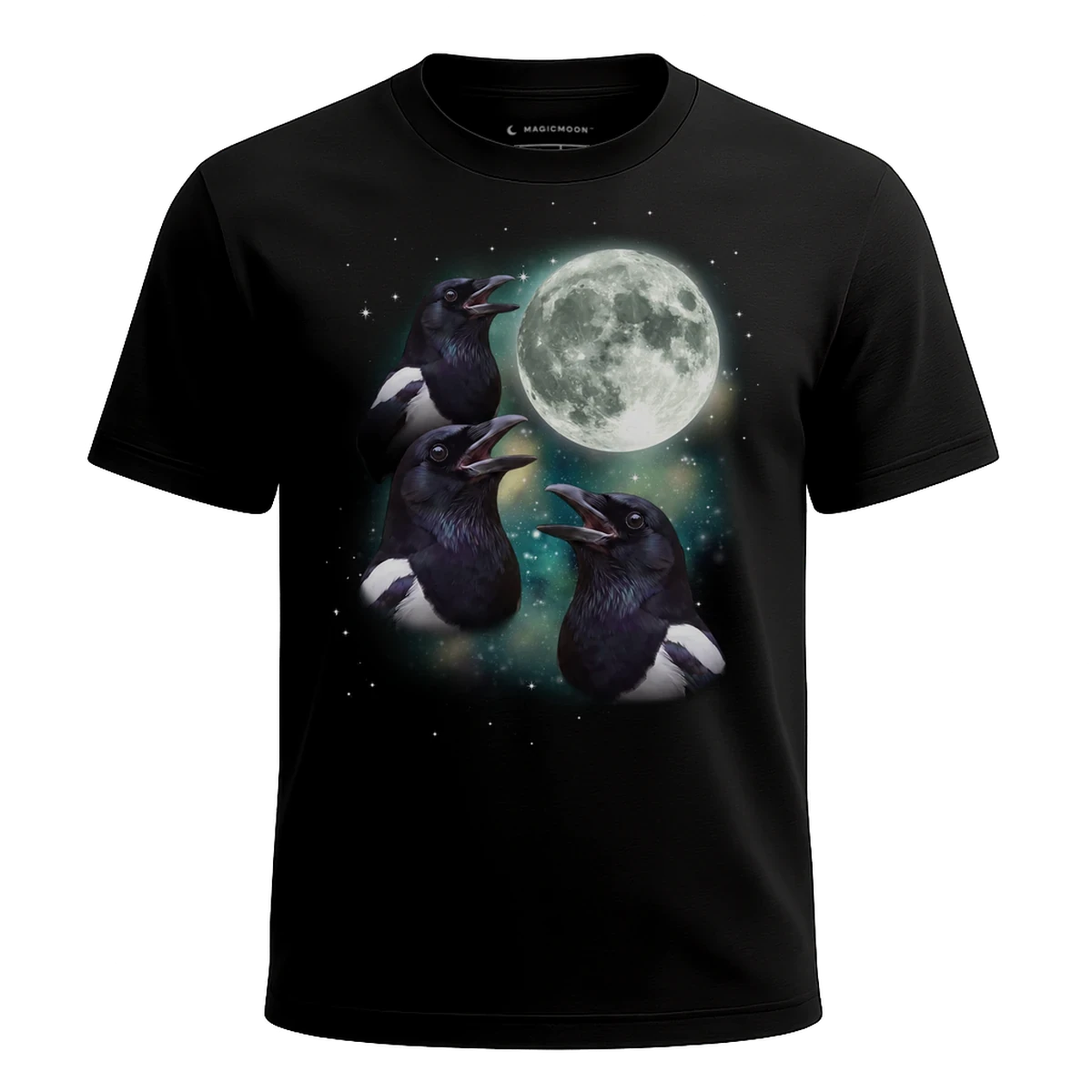 MagicMoon Three Magpie Moon - Funny Animal Shirt, White Elephant Gift, Novelty T-Shirt