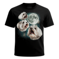 MagicMoon Three Maltese Moon - Funny Animal Shirt, White Elephant Gift, Novelty T-Shirt