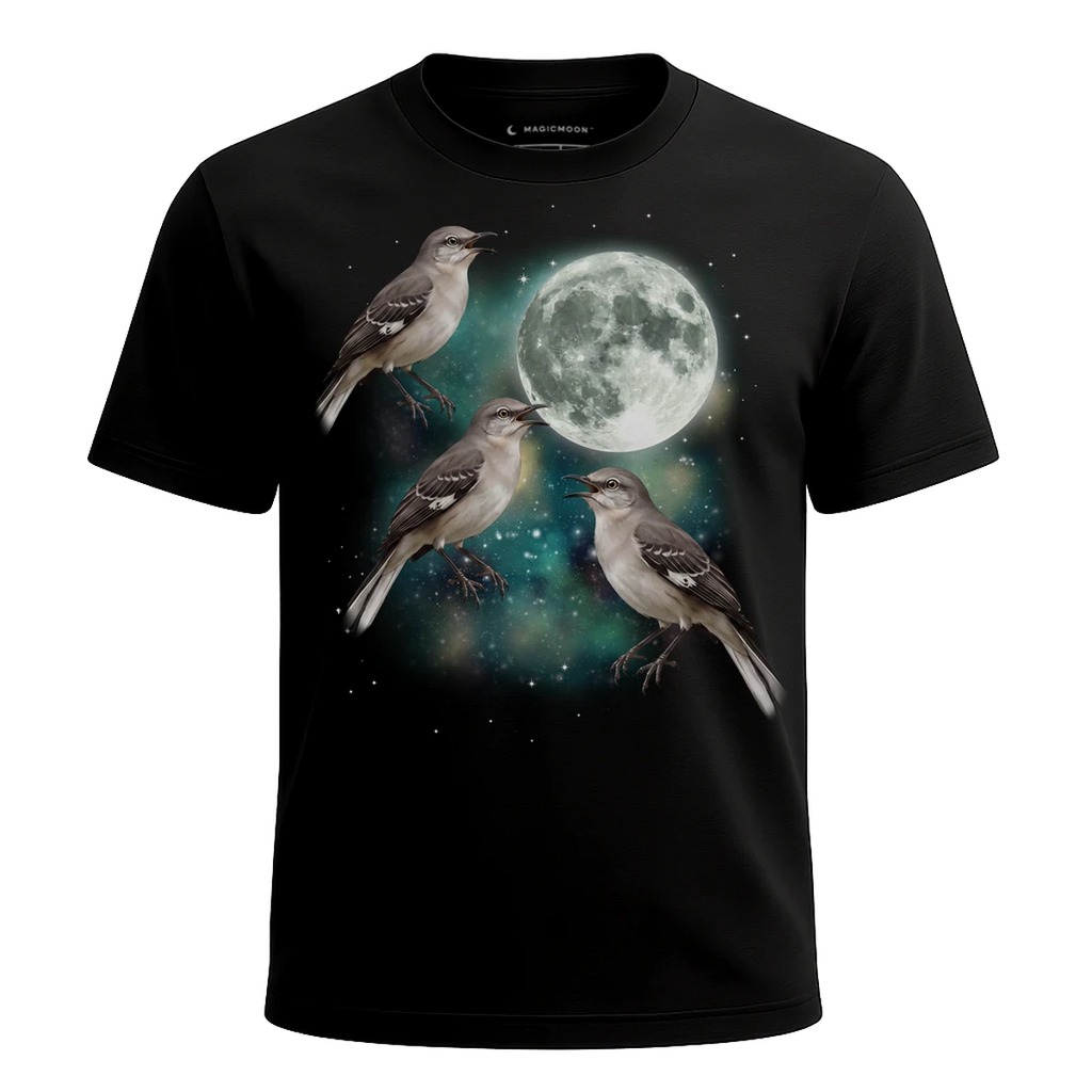 MagicMoon Three Mockingbird Moon - Funny Animal Shirt, White Elephant Gift, Novelty T-Shirt