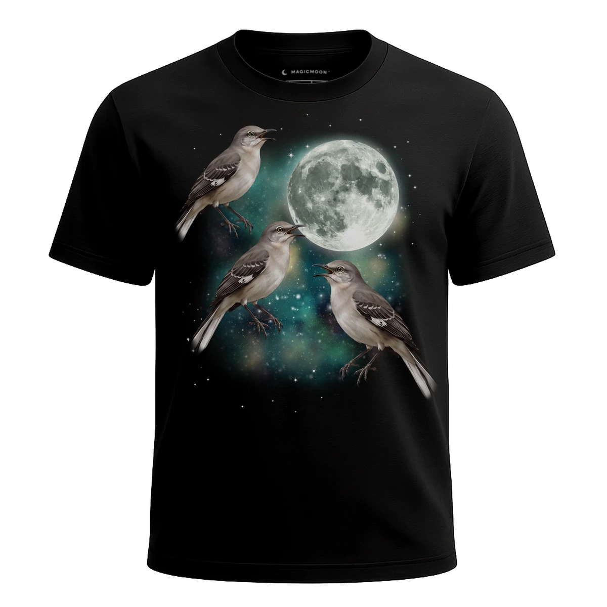 MagicMoon Three Mockingbird Moon - Funny Animal Shirt, White Elephant Gift, Novelty T-Shirt
