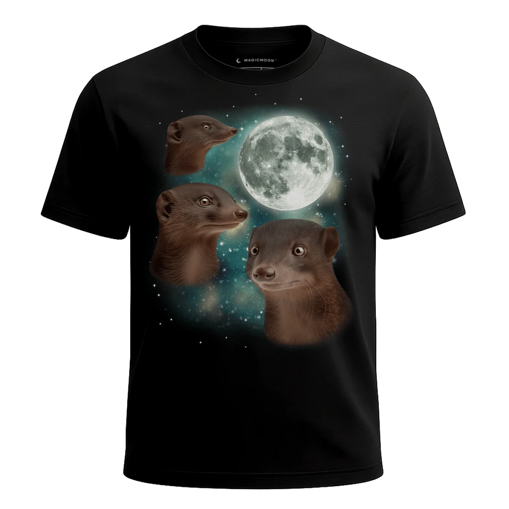 MagicMoon Three Mongoose Moon - Funny Animal Shirt, White Elephant Gift, Novelty T-Shirt