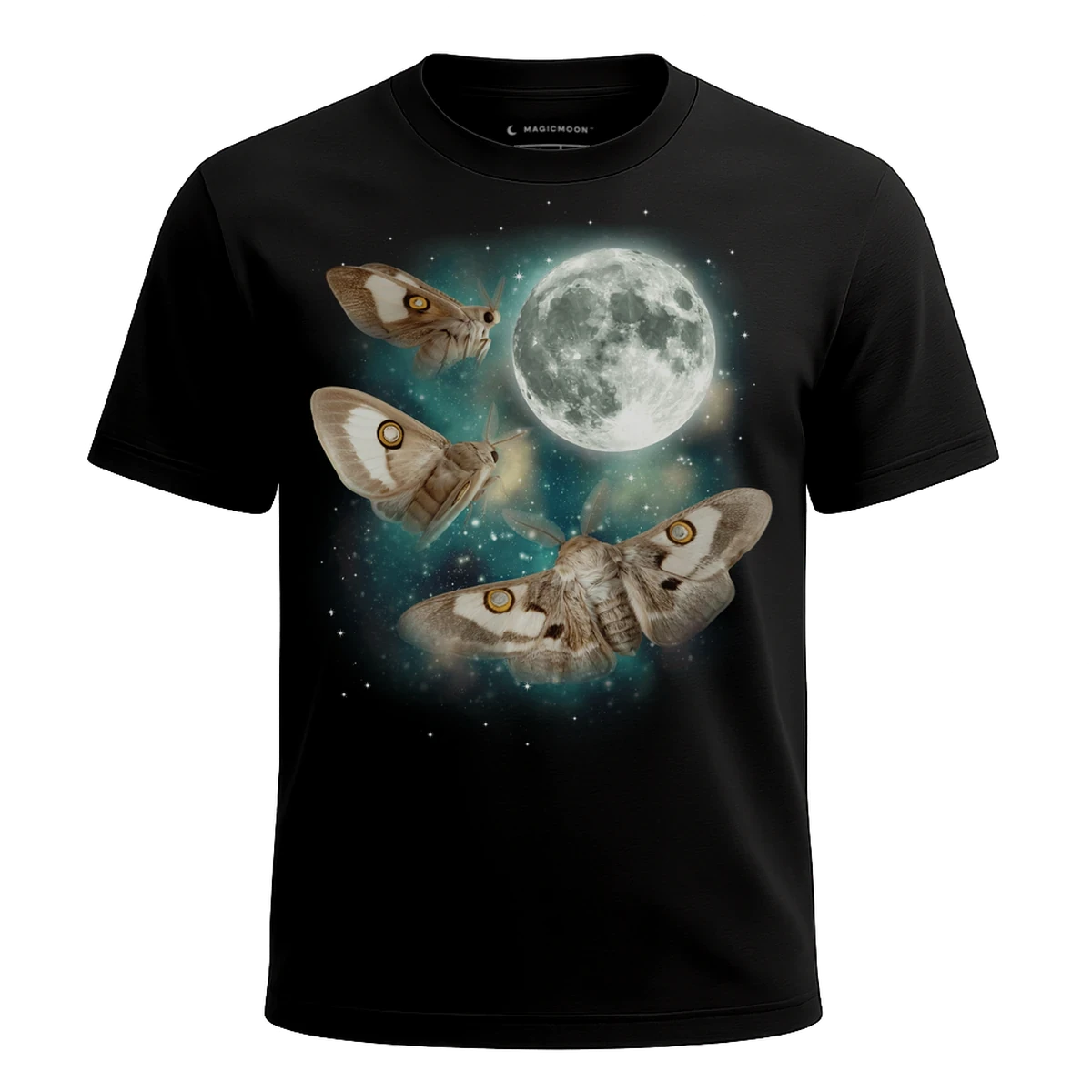 MagicMoon Three Moth Moon - Funny Animal Shirt, White Elephant Gift, Novelty T-Shirt